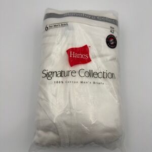 Vintage Hanes Signature Collection Briefs Men Size 42 White 6 Pairs 2000